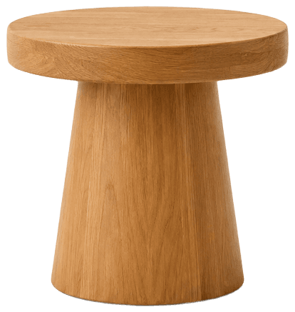 Round wooden side table