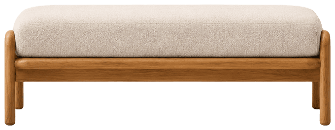 Wood and cream upholstered bench